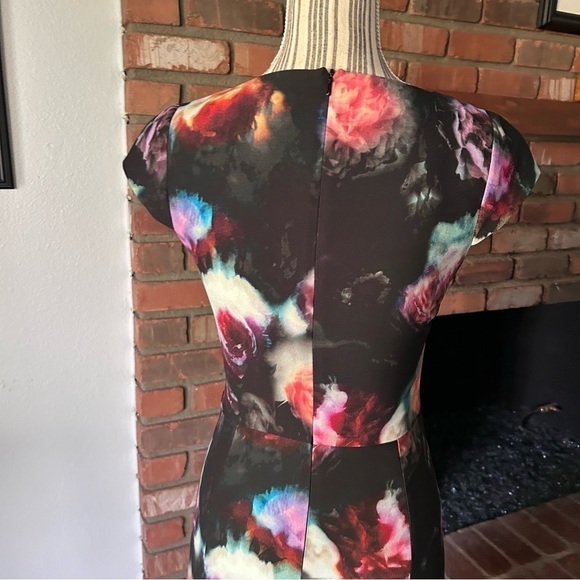 Paul Smith Black Floral Watercolor Burst Printed Sheath Dress Sz 5 - Picture 7 of 9